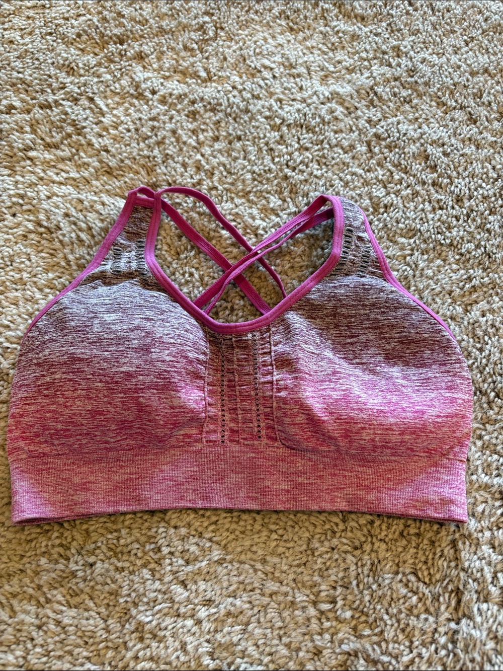 Beachbody Pink Ombre Crisscross Sports Bra